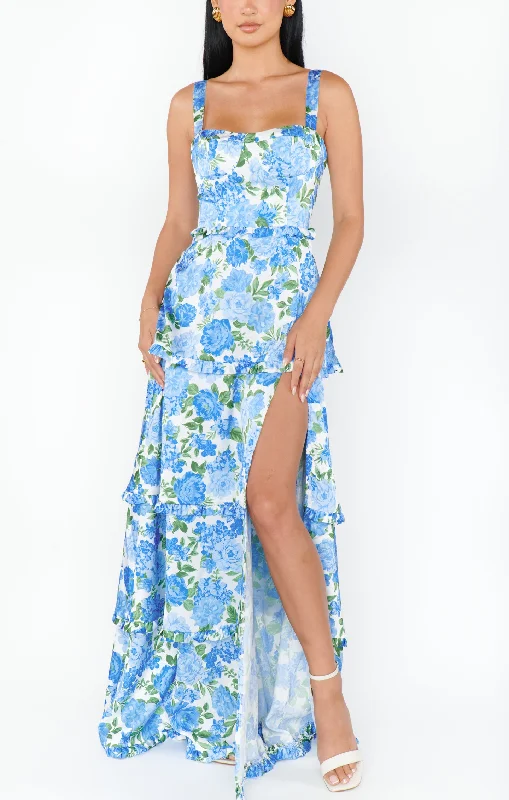 Day To Night Styles Lady Corset Dress ~ Cottage Floral Blue