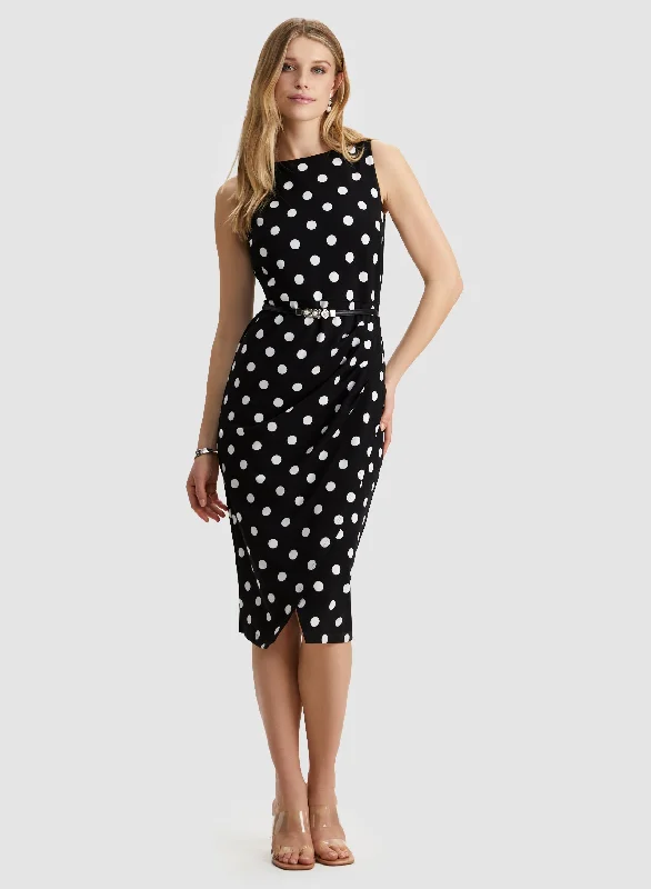 Weekend Savings Start Now Polka Dot Belted Dress