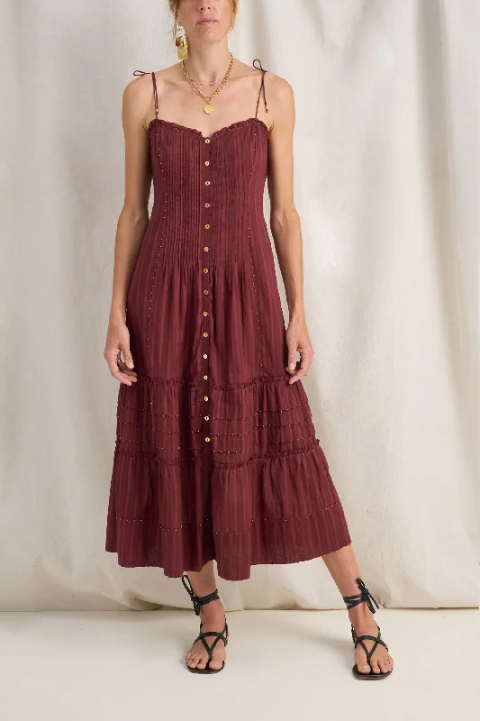 Chic And Trendy Penelope Mahogany Slim Fit Sundress