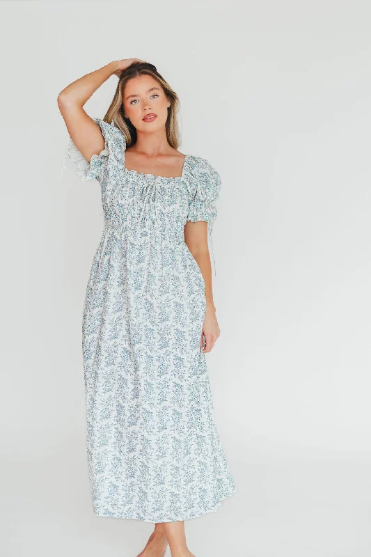 Free Spirited Fashion Savanna Steppe Double-Cotton Gauze Dress in Blue - Bump Friendly & Inclusive Sizing
