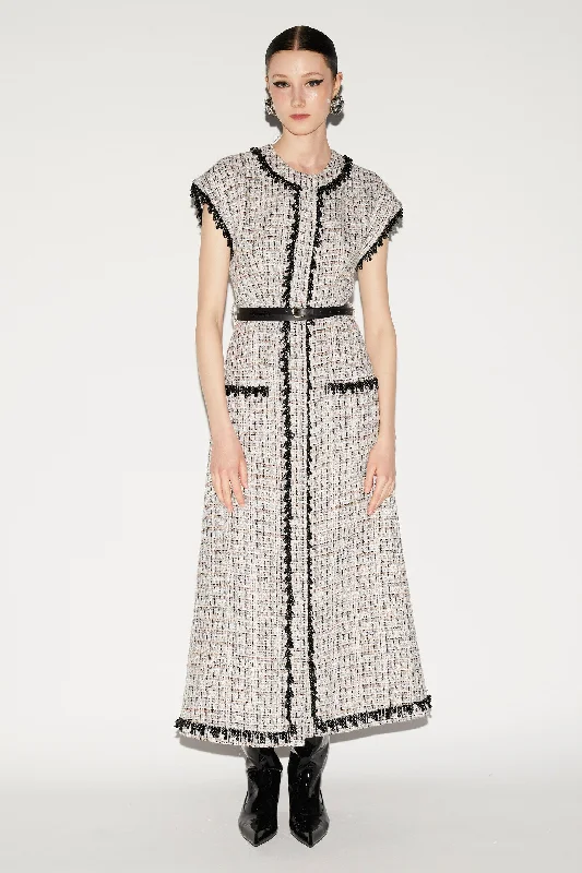 Flash Sales This Week WHITNEY DRESS BLACK AND WHITE TWEED