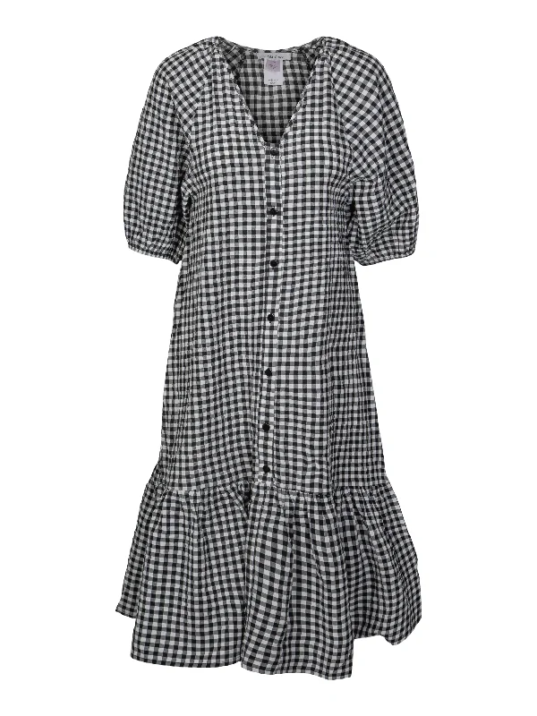 Vibrant Femme Fashion Phoebe Button Dress - Anthracite/White