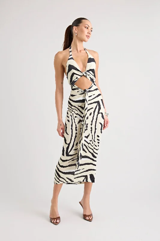 Runway Inspired Wear TOCA TIE UP DRESS | ZEBRA
