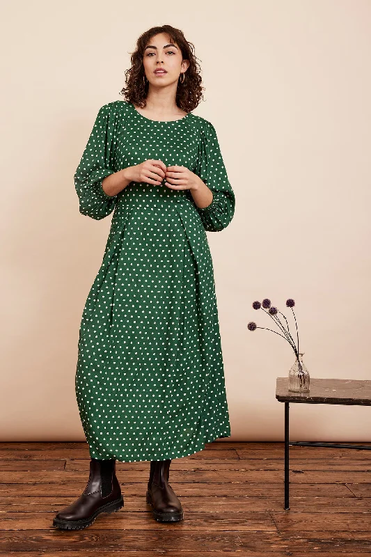 Stylish Women's Apparel Sable Verdant Green Spot Dress