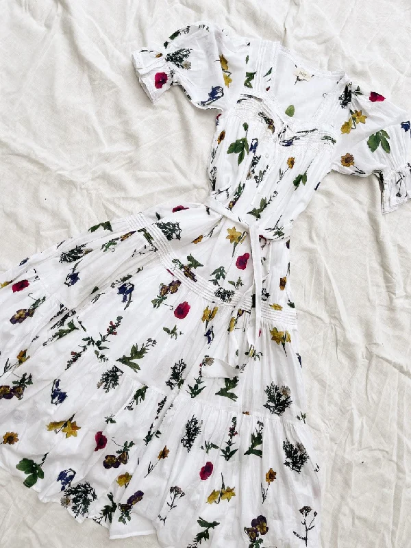 Special Offers 100% RECYCLED COTTON - MORNING SONG HAND SMOCKED TIERED DRESS - GARDEN BOTANIC