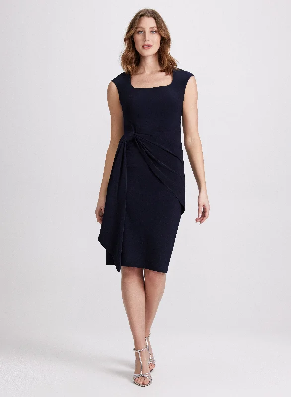 Chic & Cozy Apparel Knotted Drape Front Dress