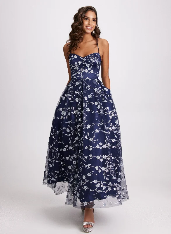 Women's Clothing Online Glittery Floral Tulle Dress
