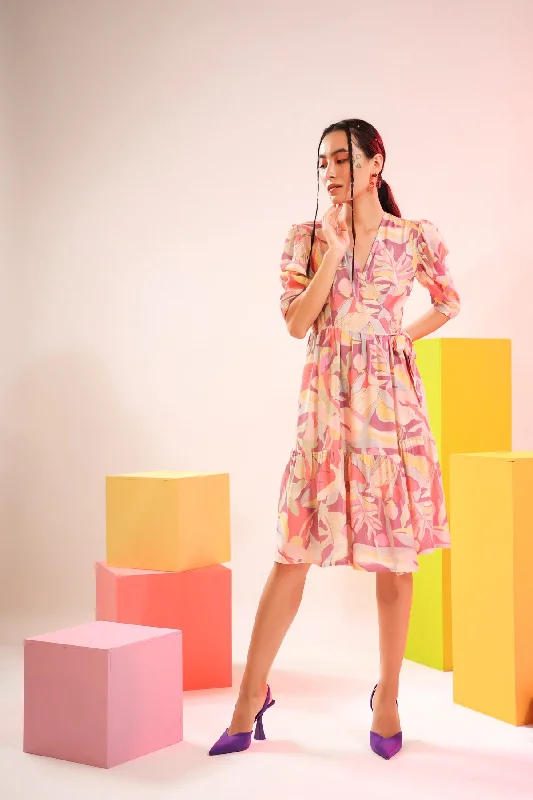 Flash Sale Online Evolve Abstract Lavender Muslin Silk Dress