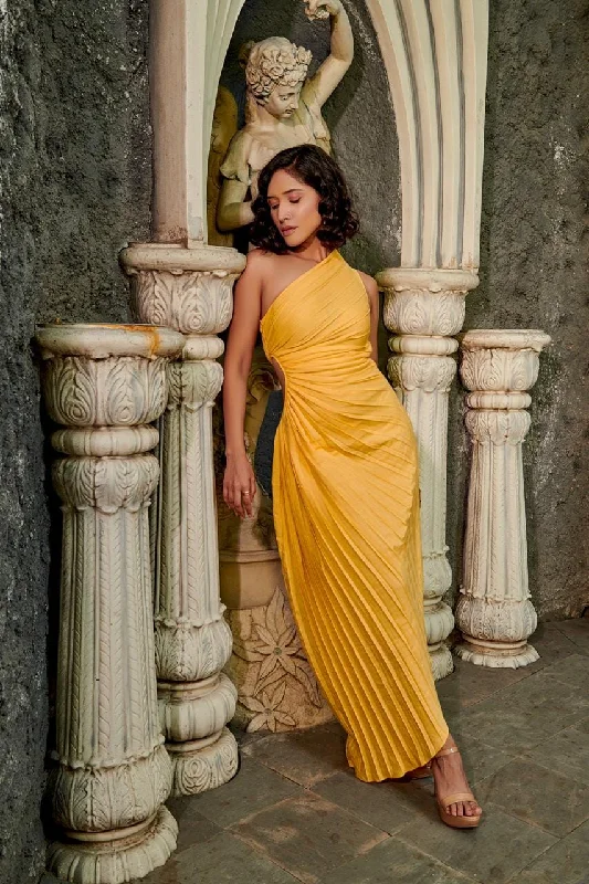 Best Online Clothing Boutiques Precious dreams - yellow asymmetric dress