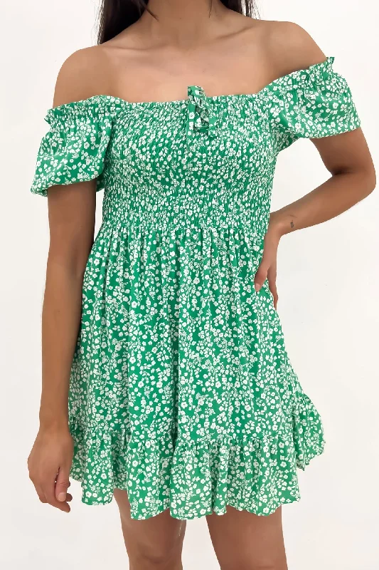 Limited Time Flash Sale Amalfi Shirred Dress Green