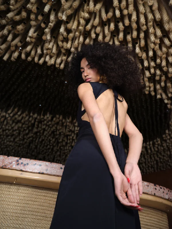 Premium Fashion Yassmine’s Silk Dress Dark Blue