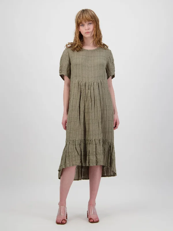 Clothing Brands Tiered Crinkle Linen Dress