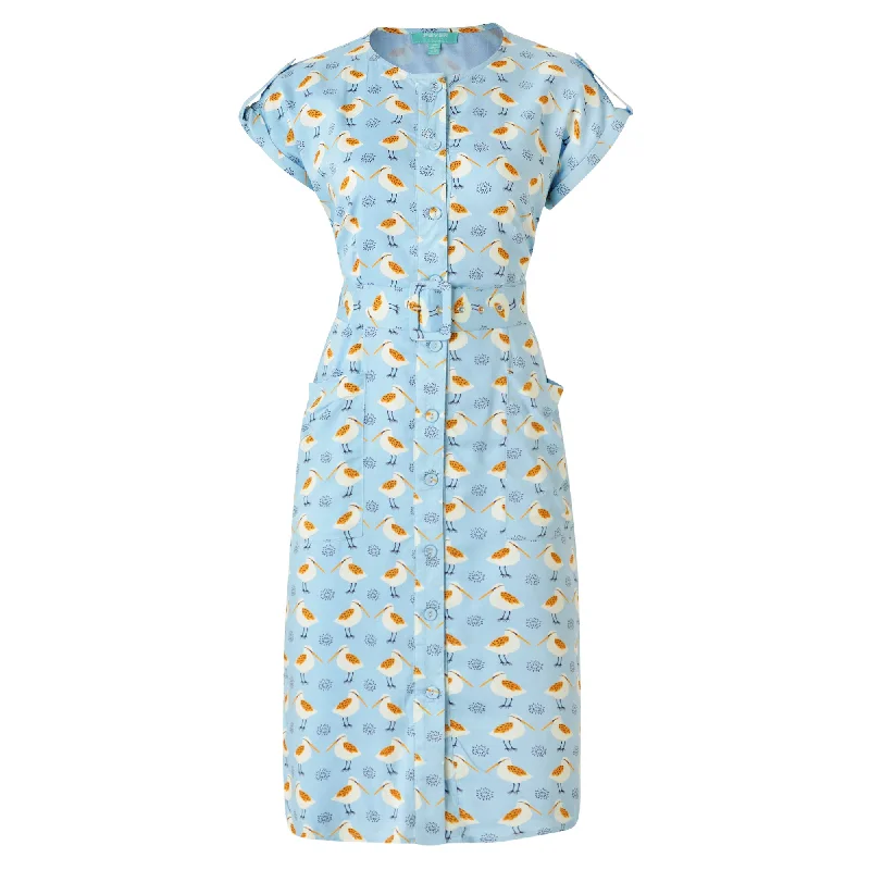 High-Fashion Women's Clothing Lavinia Button Down Dress Sky