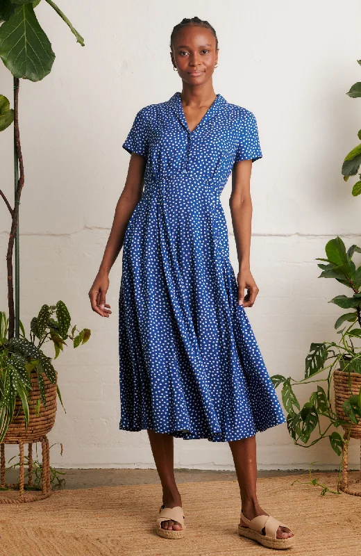 Lightweight Fabric Adele Blue Scattered Spot Dress