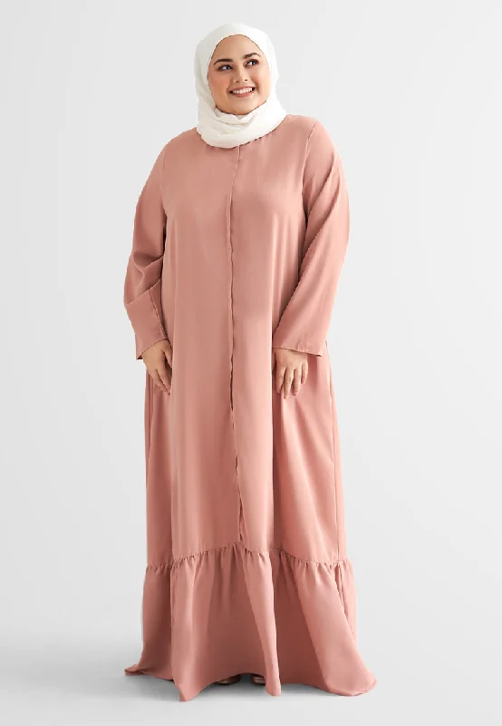 Affordable Online Boutique Jamela Minimalist Long Jubah Dress - Peach