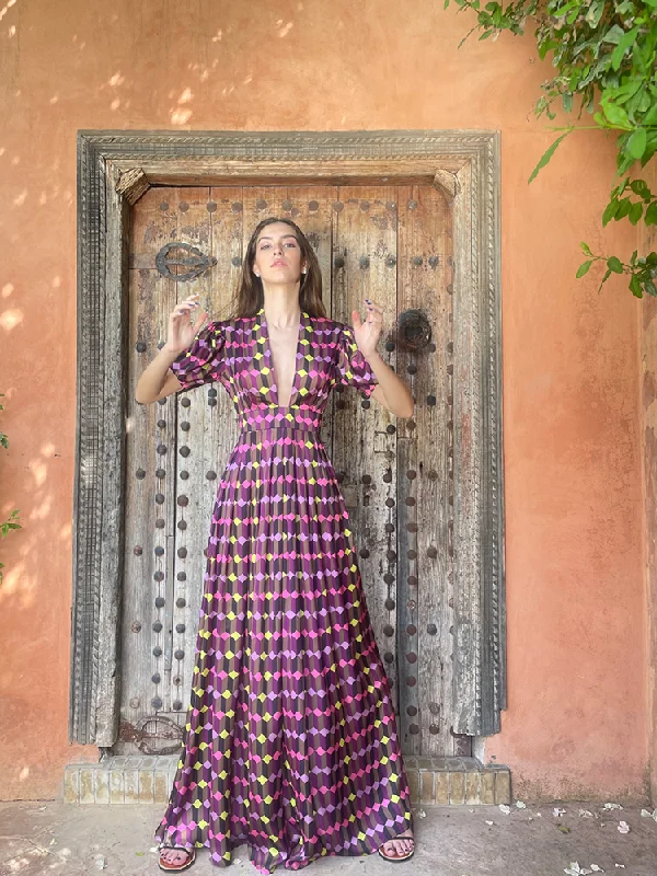 Hot Styles Alexia’s Dress Pink and Green Print