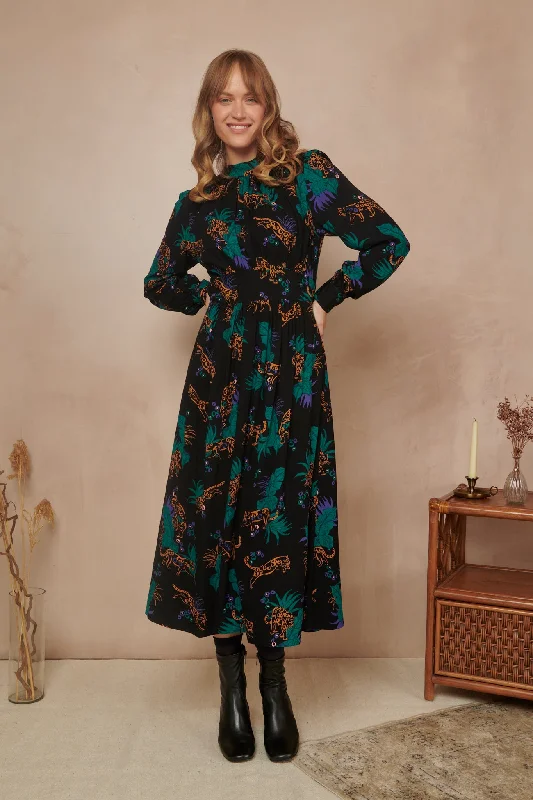 Shop Ladies Clothes Daphne Midnight Leopard Dress