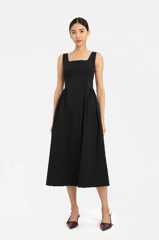 Casual Attire For Women Katie Fit and Flare Dress in Anthracite Black