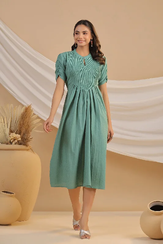 End Of Season Sale Dusty Green Cotton Dress
