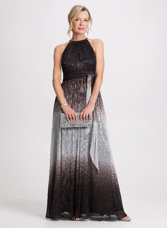 Elegant Details Halter Neck Ombre Effect Dress