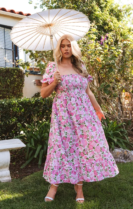 Women's Transitional Garments Afternoon Tea Dress ~ Cottage Floral Pink
