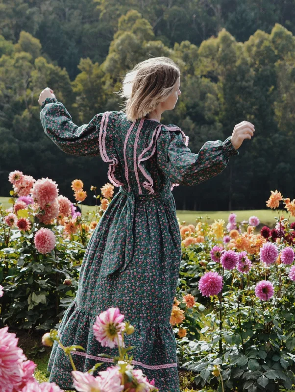 Style Beyond Borders BRAMWELL DRESS DITSY FLORAL TEAL PINK POPLIN