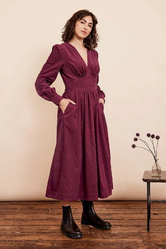 Woman Clothing Amara Needlecord Boysenberry Dress