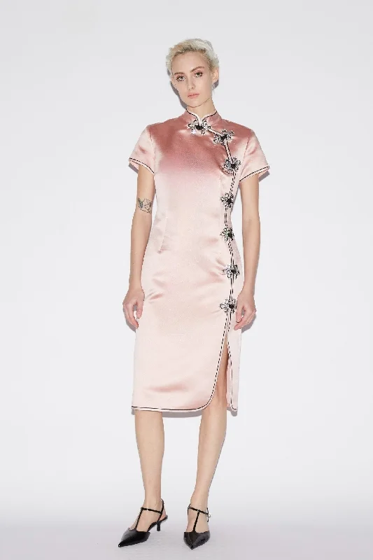 Effortless Chic Apparel MANON DRESS PINK SATIN