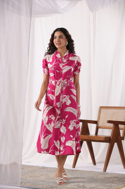 Plus Size Women's Fashion and Clothing Rani Bloom Belted Russian Silk Dress