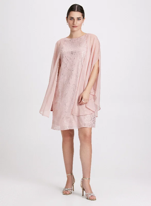 Women's Elegant Outfit Chiffon Dress & Cape
