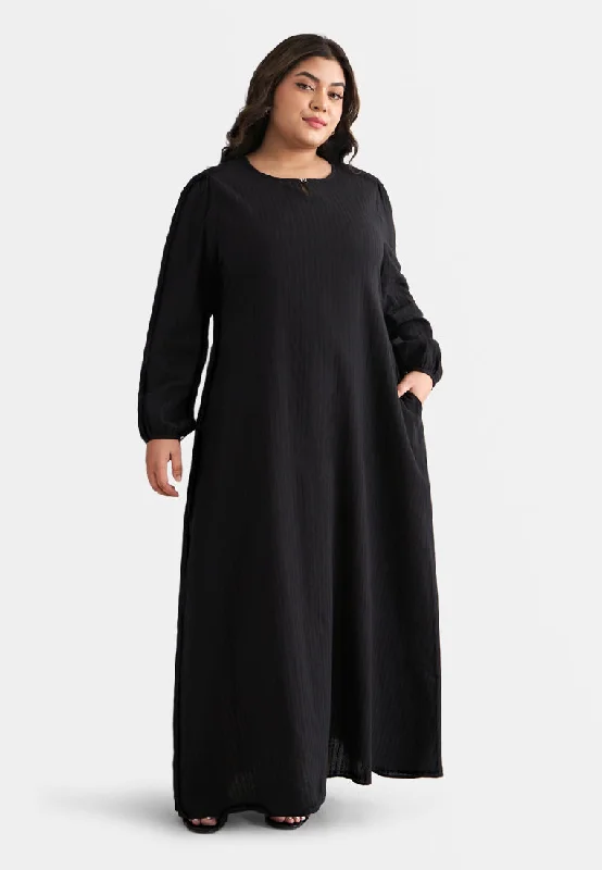 City Fashion Catalina Cotton Puff Sleeve Jubah Dress - Black