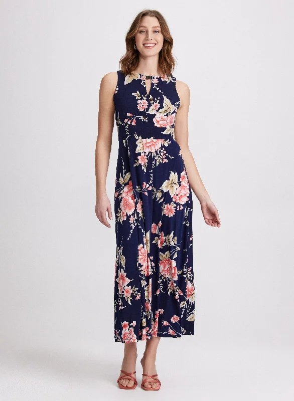 Trendy Street Style Attire Floral Cut-Out Dress