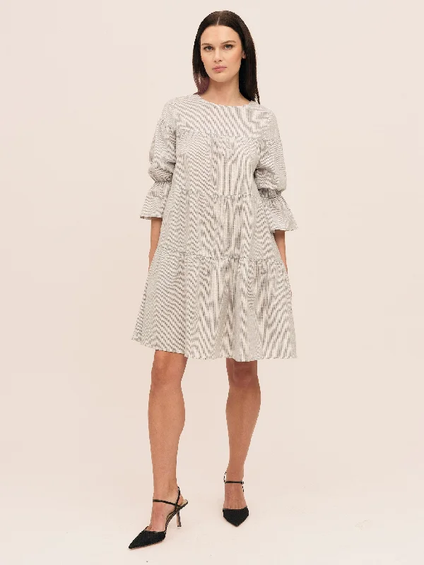 Chic Style Mai Dress - Anthracite Stripe