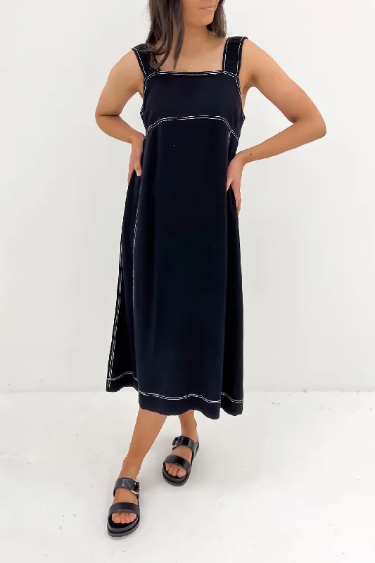 Elegant Women's Fashion Sage Dress Black