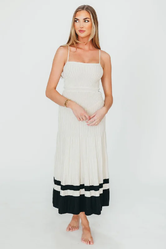 Cool Prices Kenzie Ribbed Dress in Ecru/Black