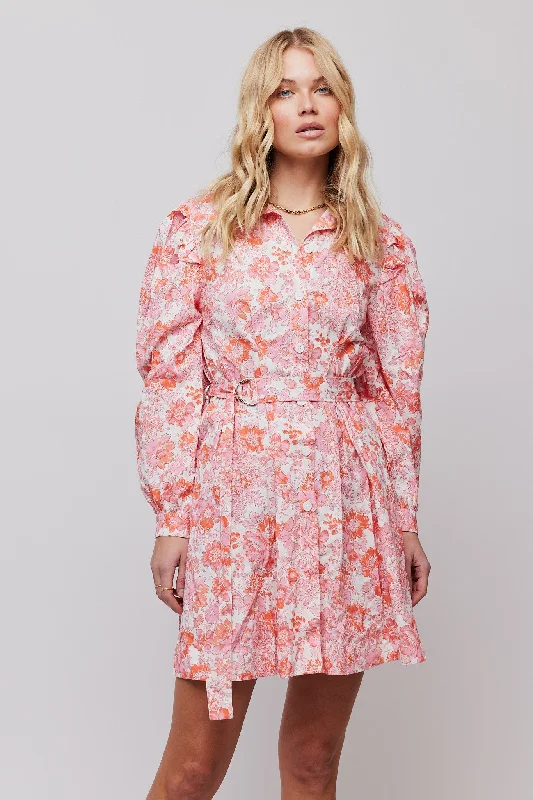 Summer Deals Forever Button Dress - Red Vintage Flower