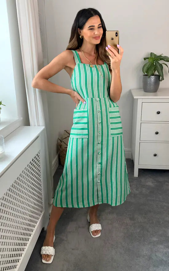 Fashion-Forward Looks At Low Prices Green Stripe Sundress