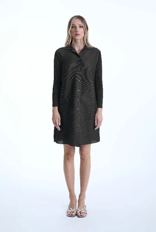 Women's Comfortable Lounge Attire Pleated Charcoal Dress