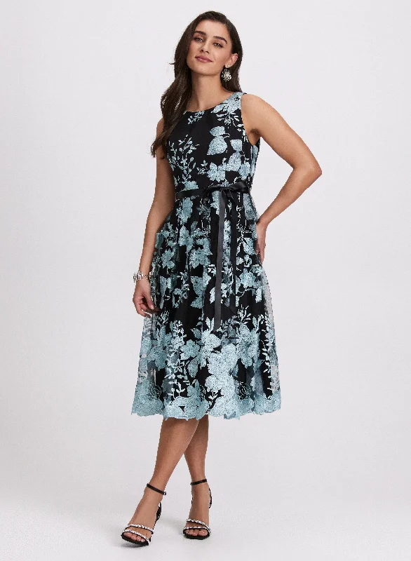 End Of Season Clearance Embroidered Tulle Dress