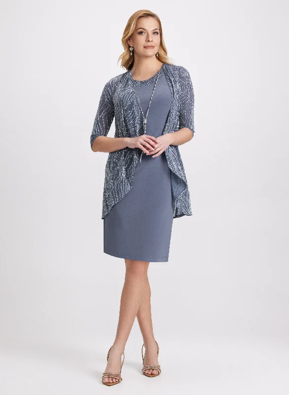 Women's Stylish Professional Garments Cocktail Dress & Jacket Set