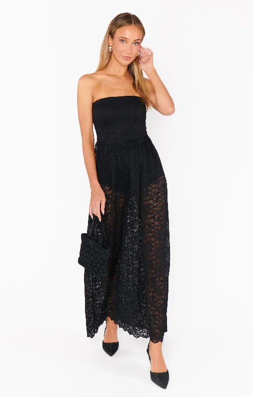 Stylish Everyday Clothing Diana Drop Waist Dress ~ Black Lovely Lace