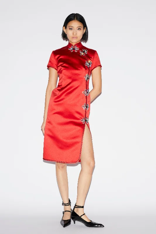 Limited Time Offer MANON DRESS RED SATIN