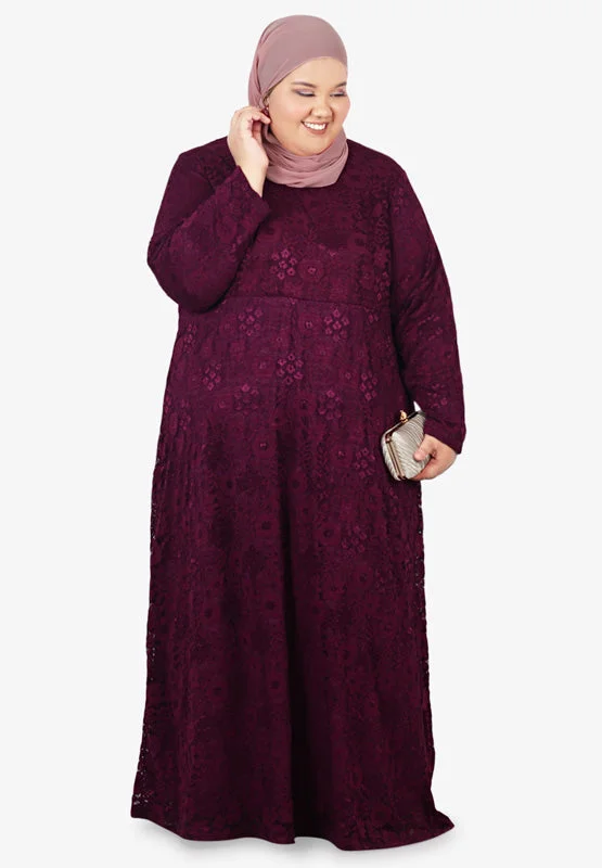 Chic Trends Unveiled Liyana Long Floral Lace Dress - Purple