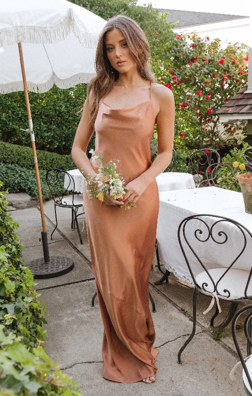 Timeless Elegance Redefined Tuscany Maxi Slip Dress ~ Copper Luxe Satin