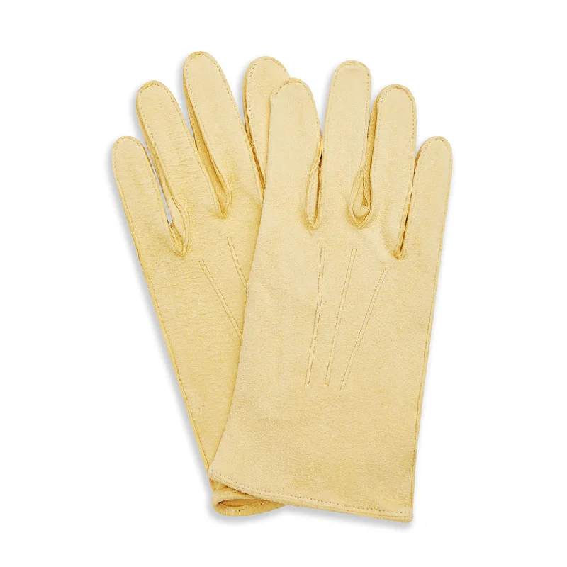Luxury Fashion for Women Pale Yellow Leather Unlined Dresswear Gloves