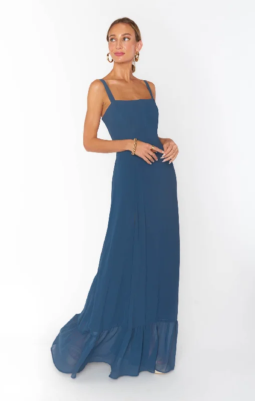 Trend Setting Wardrobe Clarissa Corset Dress ~ Slate Blue Chiffon