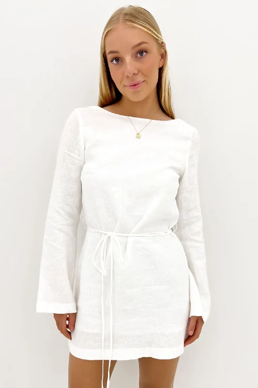 Women Clothes Mina Linen Dress White