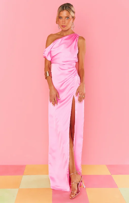Seasonal Fashion Jodie Dress ~ Pink Luxe Satin