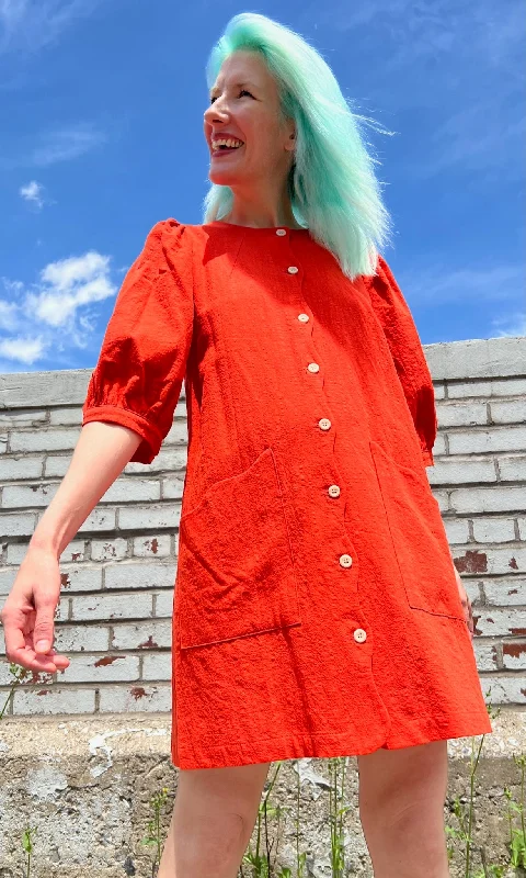 Women's Elegant Formal Outfit Wideawake Dress - Blood Orange