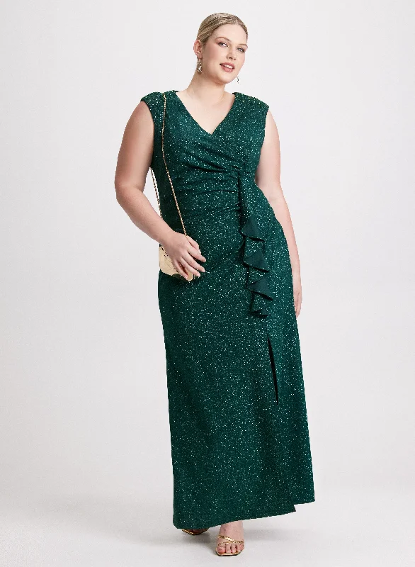 Contemporary Chic Promotions Fitted Ruched Flounce Dress